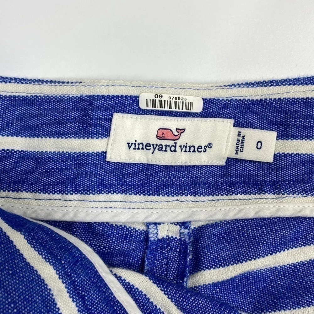 Vineyard Vines Cotton Linen Striped Nautical Sailor Shorts Size 0